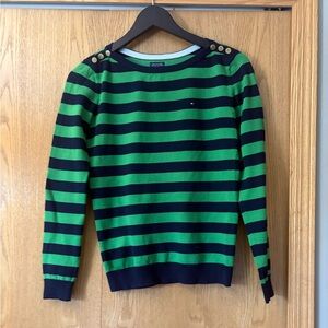 Tommy Hilfiger Striped Green and Navy Sweater
